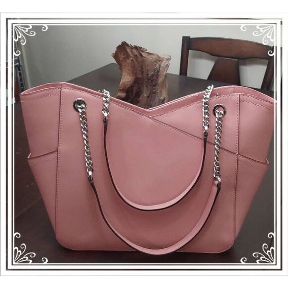 NWT~MICHAEL KORS Jet Set Large X Chain Saffiano Leather Shoulder Tote PRIMROSE - Picture 4 of 7